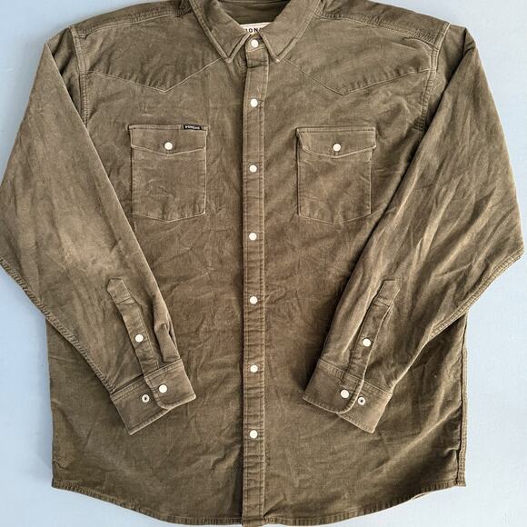 Poncho Outdoors The Zilker Corduroy Olive Green Button Down Shirt - Picture 4 of 6